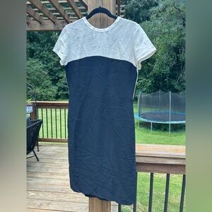 Stella McCartney COLOR BLOCK MIDI DRESS 
NAVY BLUE CREAM short sleeve  VGUC